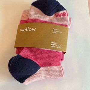 Wellow Pink and Navy Premium Compression Socks Large Wide Calf